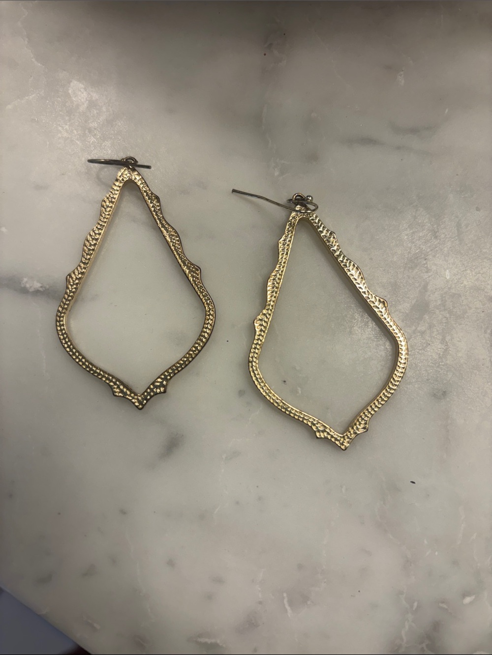 Gold Textured Teardrop Hoop Earrings - Women Jewelry
